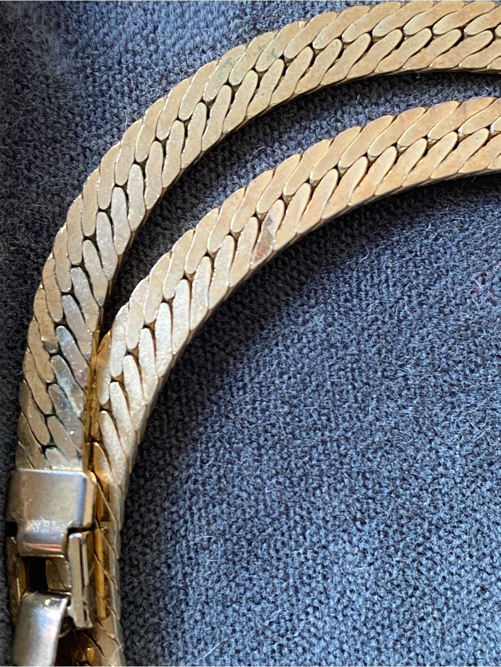 Gold-Tone Herringbone Necklace with Marquise Crystal Pendant - Picture 4 of 9